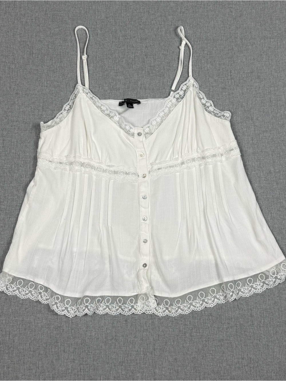 Moa‎ Moa White Lace Babydoll Cami Top XL Y2K Coquette Cottagecore